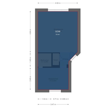 Floorplan - Nassaustraat 1B, 1404 CS Bussum